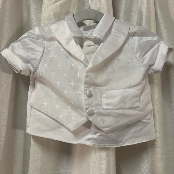 BABY 👼White Shirt /Vest and Bonnet Set 0-3 Months - Picture 6 of 10